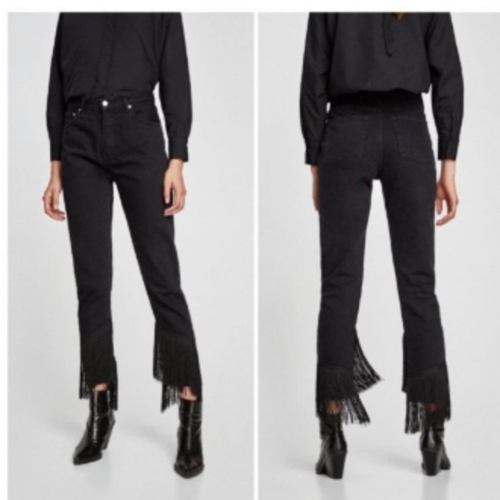 The Vintage High Rose with Black Fringes Jean